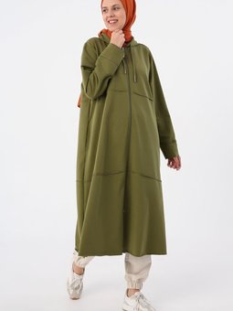 Haki Büyük Beden Penye Hırka