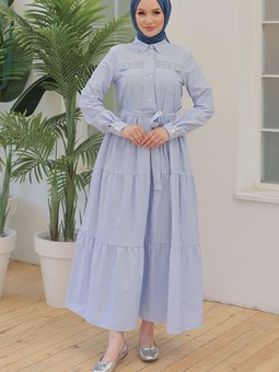 Trend 2024 Yaz Yeni Sezonu Pamuklu Poplin Kumaş Elbise Modaayka