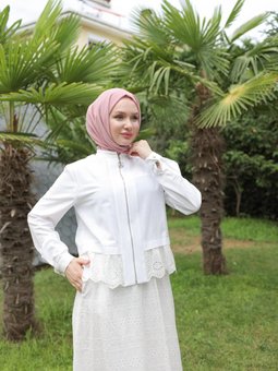 Etekli Dantel Desenli İkili Takım Beyaz 24yt687