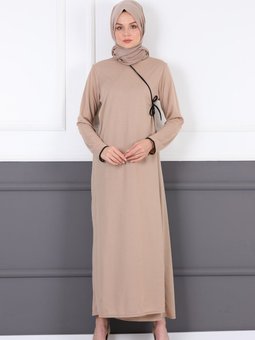 Yandan Bağlamalı Namaz Elbisesi Vizon