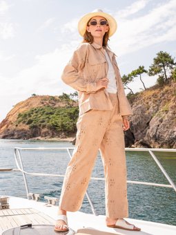 Brode Detaylı Bomber Bej Ceket