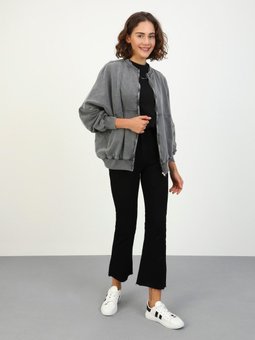 Yıkama Detaylı Bomber Ceket Antrasit