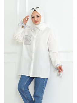 Kol Bağlamalı Keten Gri Gömlek