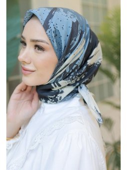 Loni Desenli Soft Mavi Eşarp