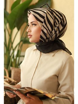 Zebra Desen Soft Siyah Eşarp