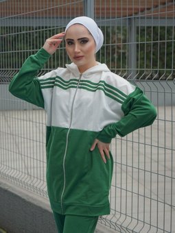 Kapüşonlu İkili Eşofman Takımı Trn1016 Zümrüt Yeşili