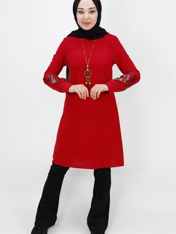 Bordo Kolu Saçaklı Battal Aerobin Tunik