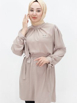 Taş Kristal Kumaş Broşlu Tunik