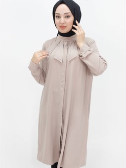 Taş Kristal Kumaş Yakası Taşlı Büyük Beden Tunik