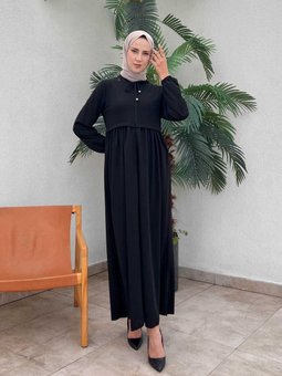 Boydan Fermuarlı Ferace 569b Siyah