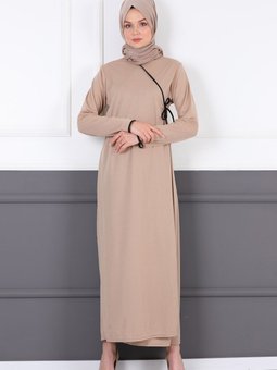 Yandan Bağlamalı Namaz Elbisesi Vizon