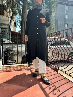 Şifon Detaylı Triko Hırka Siyah 4yobhrk3893