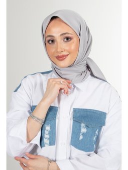 Gümüş Twill Eşarp