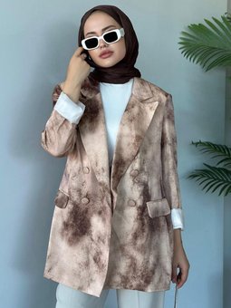 Desenli Blazer Ceket Kahve