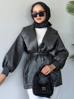 Taşlı Broker Ceket Siyah