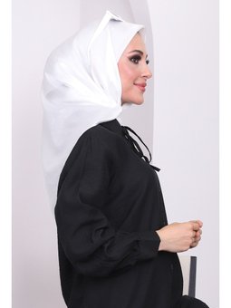 Beyaz Akel Düz Kristal Eşarp