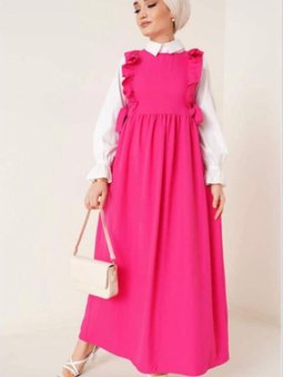 Fuşya Fırfır Detaylı Jile