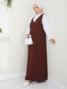 Kahverengi İp Askı Detaylı Jile