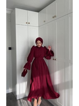 Bordo Dila Abiye Elbise