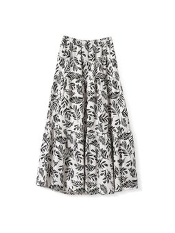 Floral Desenli Beli Lastikli Etek Siyah