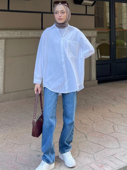 Tek Cep Detaylı Çizgi Geçişli Gömlek