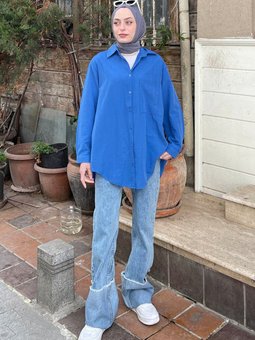 Tek Cep Detaylı Çizgi Geçişli Gömlek