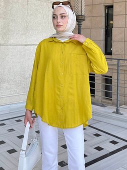 Tek Cep Detaylı Çizgi Geçişli Gömlek