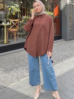 Tek Cep Detaylı Çizgi Geçişli Gömlek