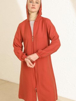 Bordo Kapüşonlu Cepli Kap