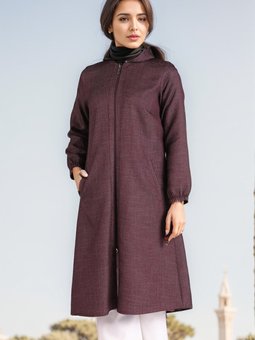 Bordo Kapüşonlu Kaşe Kap