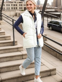 Ekru Beli Büzgüllü Şişme Yelek