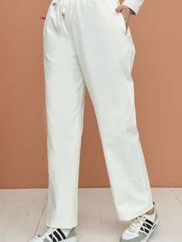 Ekru Beli Lastikli Kot Pantolon