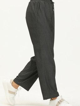 Gri Cepli Bol Paça Pantolon