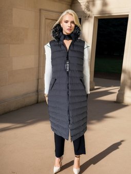 Gri Kapuşonlu Şişme Koyu Yelek