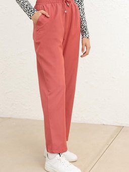 Gül Kurusu Cepli Bol Paça Pantolon