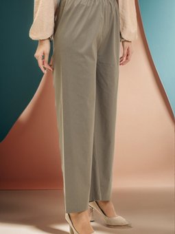 Haki Beli Lastikli Bol Paça Pantolon