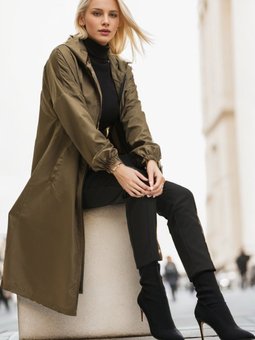 Haki Kapüşonlu Cepli Kap