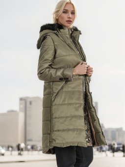 Haki Kapüşonlu Kapitone Yelek