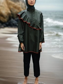 Haki Paraşüt Kumaş Tam Kapalı Mayo