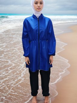 İndigo Paraşüt Kumaş Tam Kapalı Mayo