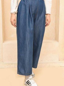 Lacivert Bol Paça Kot Pantolon