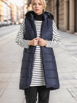 Lacivert Kapüşonlu Kapitone Yelek