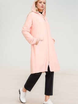 Pembe Kapüşonlu Viskon Kap