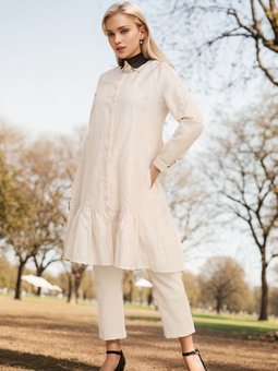 Pudra Etek Ucu Büzgülü Tunik