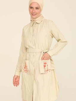 Sarı Cepli Kuşaklı Tunik