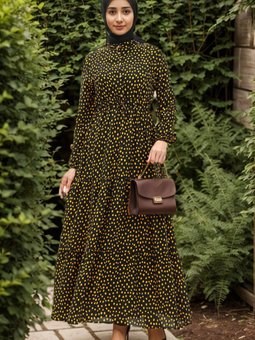 Sarı Puantiyeli Pamuklu Elbise