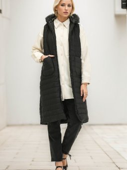 Siyah Fermuarlı Kapitone Yelek