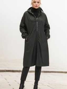 Siyah Kapüşonlu Cepli Kap