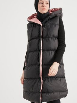 Siyah Pudra Çift Renkli Şişme Yelek