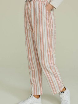 Somon Çizgili Düz Paça Pantolon